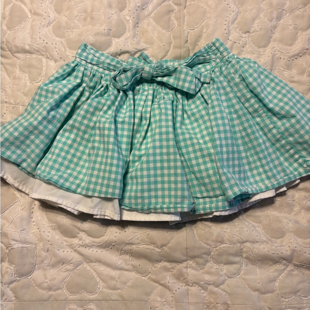 Carter's Aqua Gingham Skort with Bow